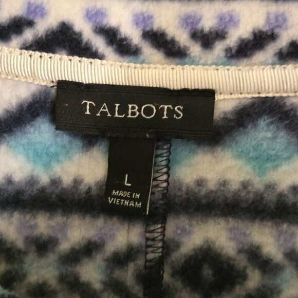 Talbots Fair Isle Fleece Zip-Up Jacket Blue Lavender Size L - Picture 5 of 6